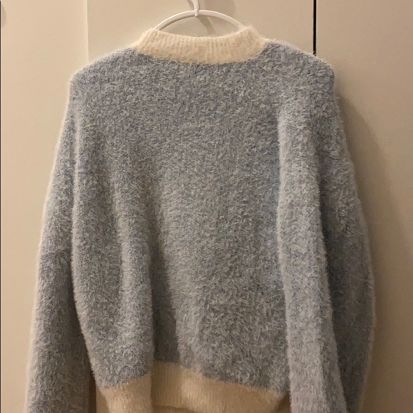 Forever 21 Blue and White Fuzzy Sweater - Picture 3 of 5